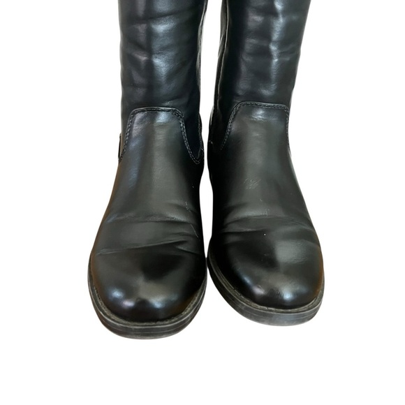 Tommy Hilfiger Shyenne Size 6 Black Tan Color Block Faux Leather Riding Boots - Picture 6 of 11